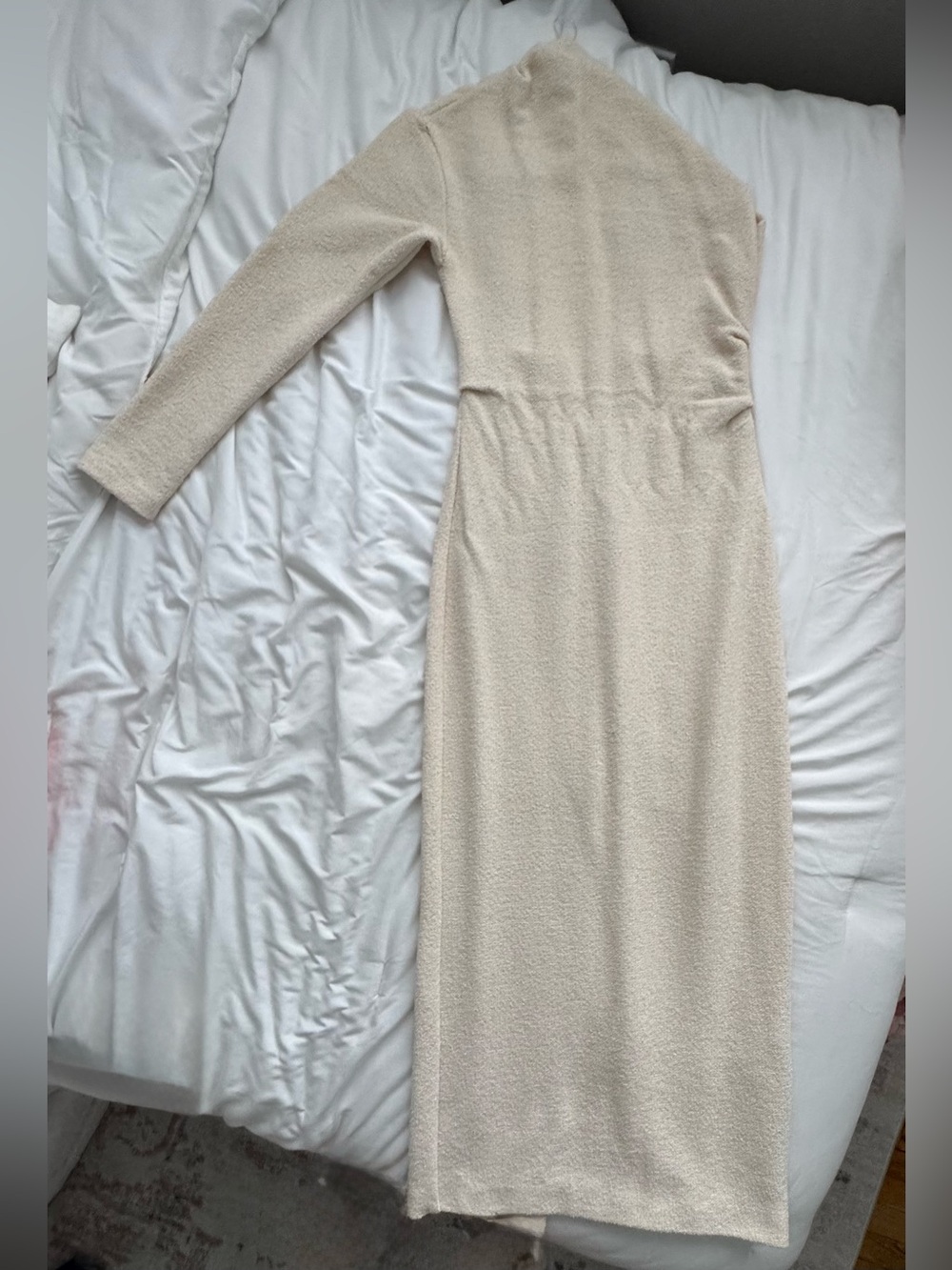 Zara Cream Long Sleeve Midi Dress